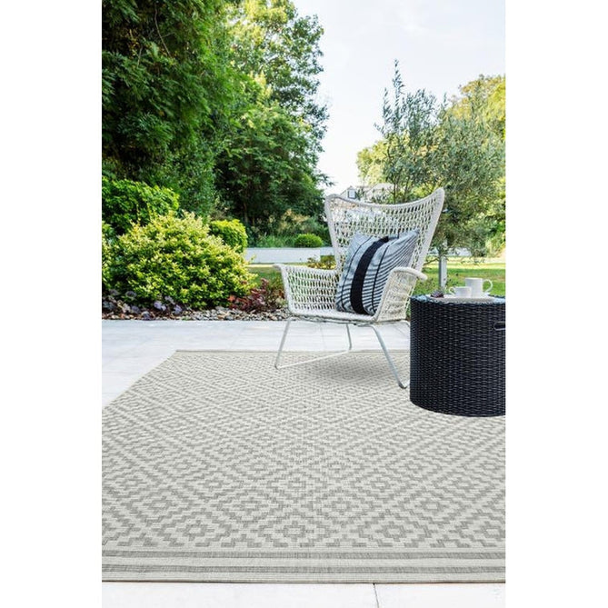 Patio PAT11 Diamond Modern Geometric Durable Stain-Resistant Weatherproof Flatweave In-Outdoor Grey/Cream Rug-Asiatic Carpets-Rug Love - The Most Loved Rug Store