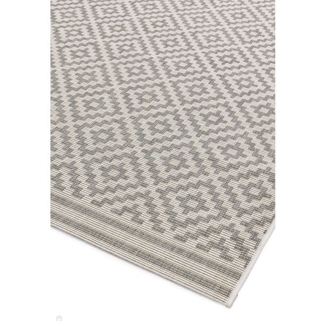 Patio PAT11 Diamond Modern Geometric Durable Stain-Resistant Weatherproof Flatweave In-Outdoor Grey/Cream Rug-Asiatic Carpets-Rug Love - The Most Loved Rug Store