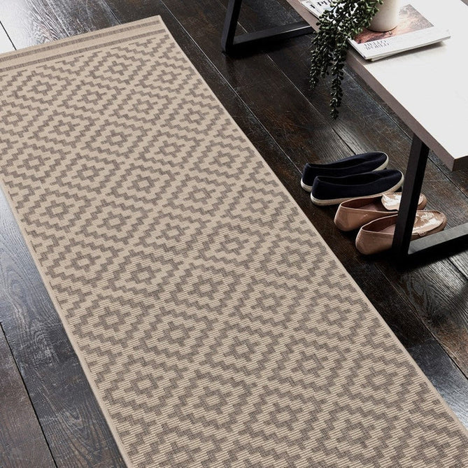 Patio PAT11 Diamond Modern Geometric Durable Stain-Resistant Weatherproof Flatweave In-Outdoor Grey/Cream Runner-Asiatic Carpets-Rug Love - The Most Loved Rug Store