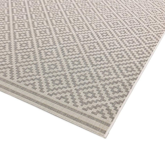 Patio PAT11 Diamond Modern Geometric Durable Stain-Resistant Weatherproof Flatweave In-Outdoor Grey/Cream Runner-Asiatic Carpets-Rug Love - The Most Loved Rug Store