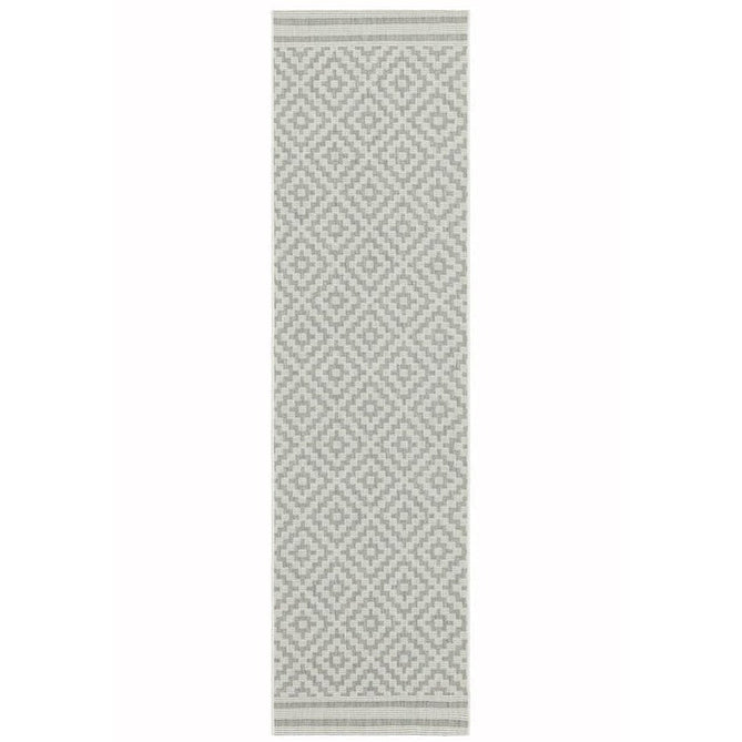 Patio PAT11 Diamond Modern Geometric Durable Stain-Resistant Weatherproof Flatweave In-Outdoor Grey/Cream Runner-Asiatic Carpets-Rug Love - The Most Loved Rug Store