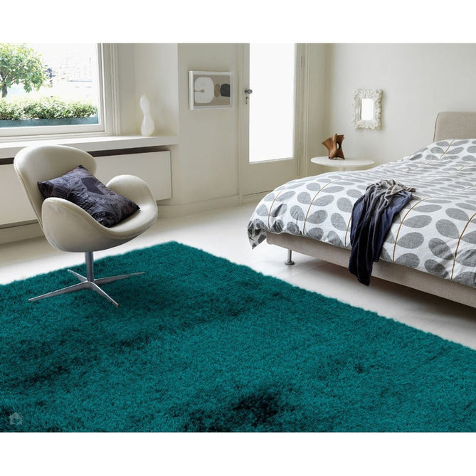 Payton Soft Shimmer Silky Polyester Plain Shaggy Teal Rug-Asiatic Carpets-Rug Love - The Most Loved Rug Store