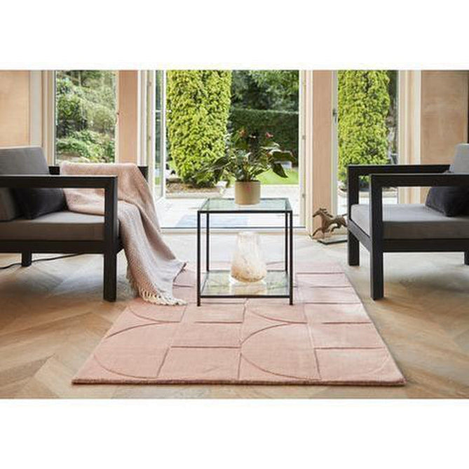 Penny Modern Geometric 3D Hand-Carved Hi-Low Textured Wool Blush Pink Rug-Origins-Rug Love - The Most Loved Rug Store