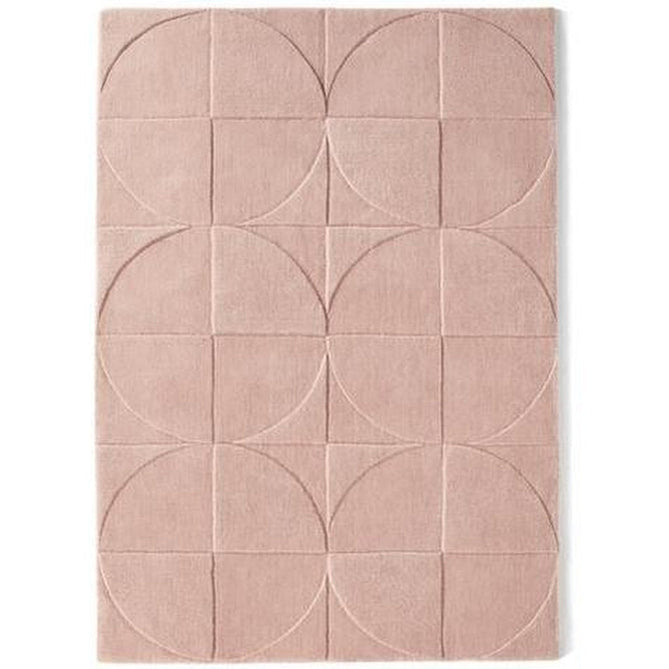 Penny Modern Geometric 3D Hand-Carved Hi-Low Textured Wool Blush Pink Rug-Origins-Rug Love - The Most Loved Rug Store