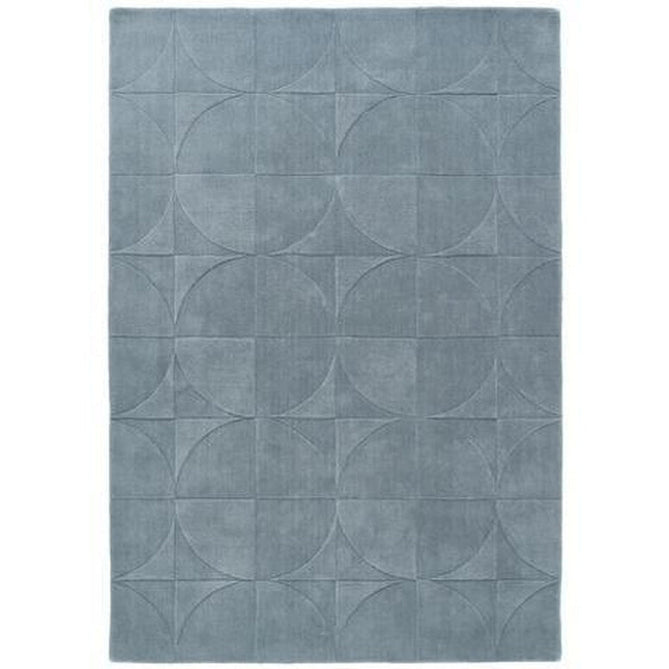 Penny Modern Geometric 3D Hand-Carved Hi-Low Textured Wool Steel Blue Rug-Origins-Rug Love - The Most Loved Rug Store