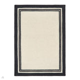 Piper Modern Plain Textured Loop Pile Smooth Border Hand-Woven Wool Monochrome/Cream/Black Rug 160 x 230 cm