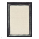 Piper Modern Plain Textured Loop Pile Smooth Border Hand-Woven Wool Monochrome/Cream/Black Rug