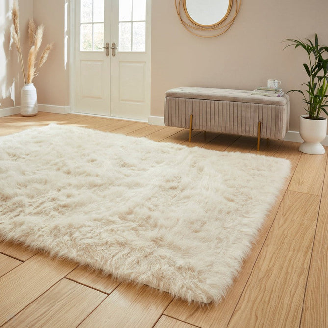 Polar Plush Super Soft Faux Feel Textured Fine Yarn Acrylic Hand-Tufted Long Pile Plain Shaggy Beige Rug-Think Rugs-Rug Love - The Most Loved Rug Store