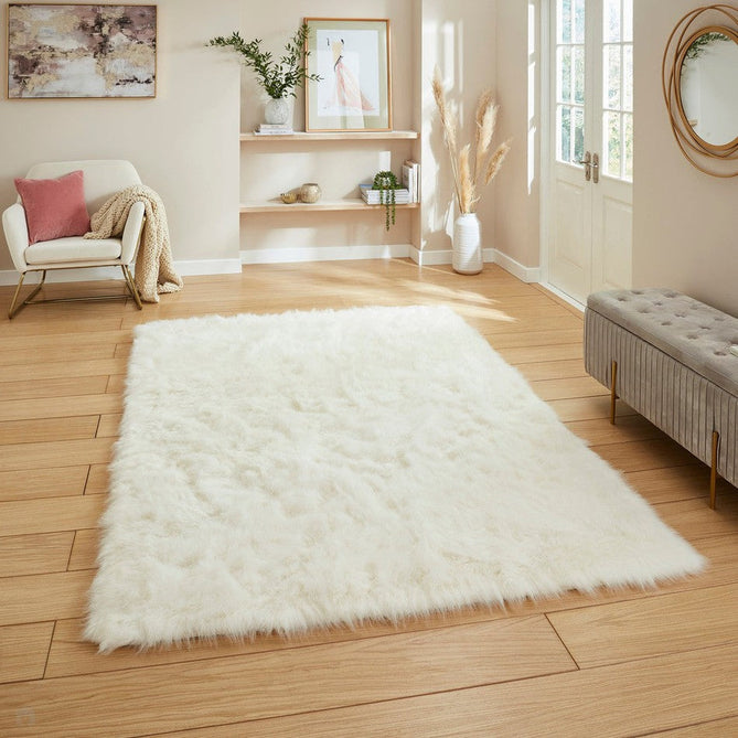 Polar Plush Super Soft Faux Feel Textured Fine Yarn Acrylic Hand-Tufted Long Pile Plain Shaggy Ivory Rug-Think Rugs-Rug Love - The Most Loved Rug Store