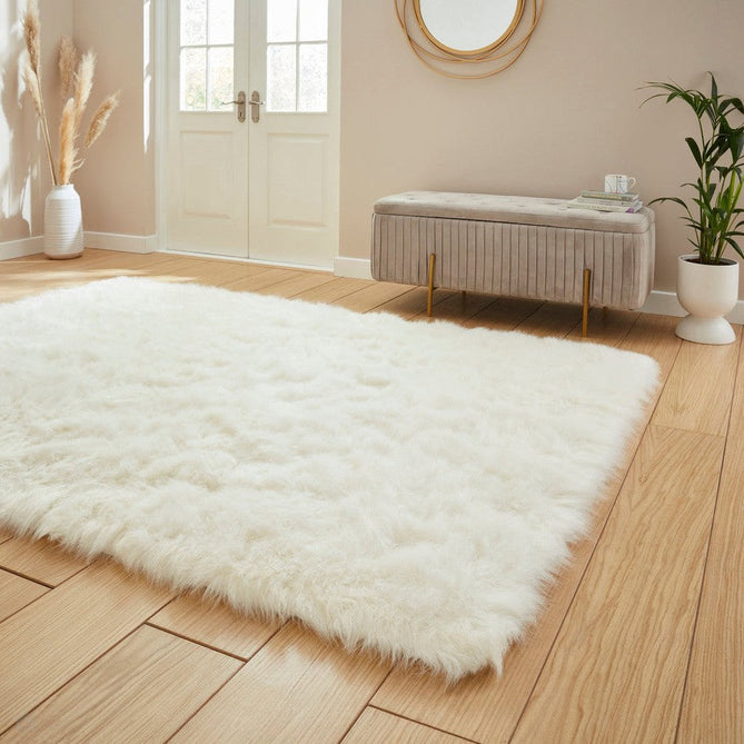 Polar Plush Super Soft Faux Feel Textured Fine Yarn Acrylic Hand-Tufted Long Pile Plain Shaggy Ivory Rug-Think Rugs-Rug Love - The Most Loved Rug Store