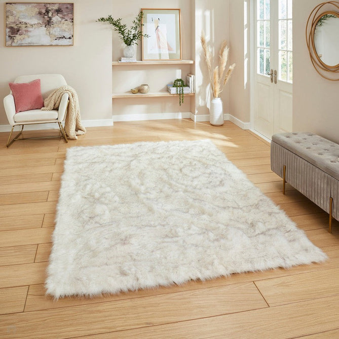 Polar Plush Super Soft Faux Feel Textured Fine Yarn Acrylic Hand-Tufted Long Pile Plain Shaggy White/Grey Rug-Think Rugs-Rug Love - The Most Loved Rug Store