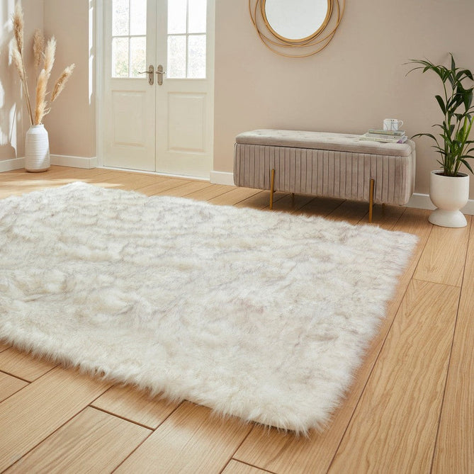 Polar Plush Super Soft Faux Feel Textured Fine Yarn Acrylic Hand-Tufted Long Pile Plain Shaggy White/Grey Rug-Think Rugs-Rug Love - The Most Loved Rug Store