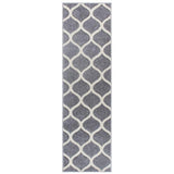 Portland 1095 1 Modern Geometric Arabesque Trellis Carved Durable Short Pile Grey/Cream Runner