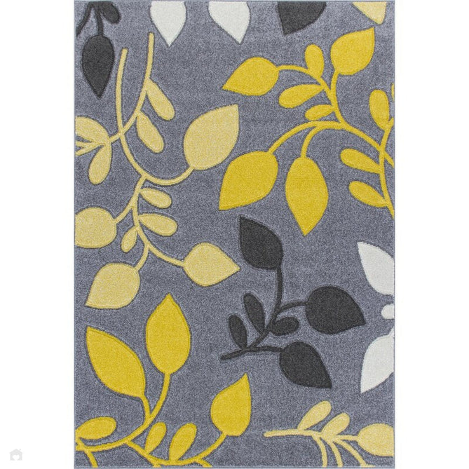 Portland 1096 1 Modern Floral Leaf Carved Durable Short Pile Grey/Cream/Yellow Rug-Oriental Weavers-Rug Love - The Most Loved Rug Store