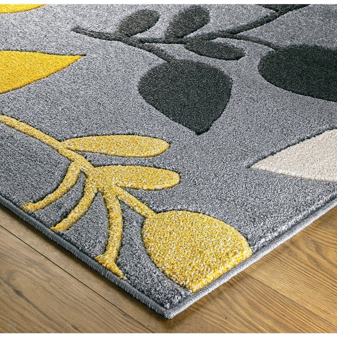 Portland 1096 1 Modern Floral Leaf Carved Durable Short Pile Grey/Cream/Yellow Rug-Oriental Weavers-Rug Love - The Most Loved Rug Store