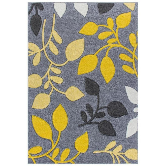 Portland 1096 1 Modern Floral Leaf Carved Durable Short Pile Grey/Cream/Yellow Rug-Oriental Weavers-Rug Love - The Most Loved Rug Store