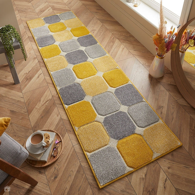 Portland 172 J Modern Geometric Blocks Carved Short-Pile Yellow/Grey/Cream Rug-Oriental Weavers-Rug Love - The Most Loved Rug Store