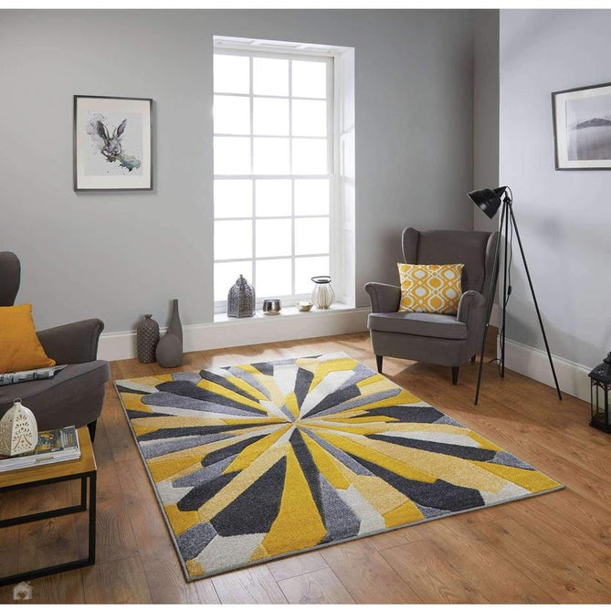 Portland 3337 A Modern Geometric Carved Durable Short Pile Grey/Cream/Yellow Rug-Oriental Weavers-Rug Love - The Most Loved Rug Store