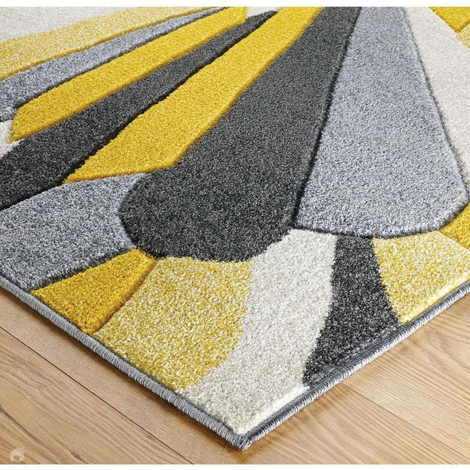 Portland 3337 A Modern Geometric Carved Durable Short Pile Grey/Cream/Yellow Rug-Oriental Weavers-Rug Love - The Most Loved Rug Store