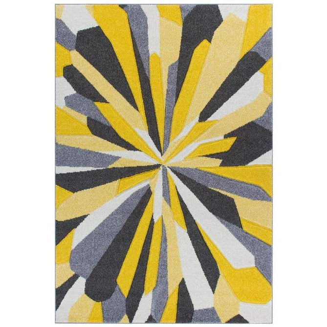 Portland 3337 A Modern Geometric Carved Durable Short Pile Grey/Cream/Yellow Rug-Oriental Weavers-Rug Love - The Most Loved Rug Store