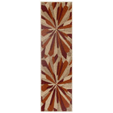 Portland 3337 E Modern Geometric Carved Durable Short Pile Terra/Red/Beige Runner