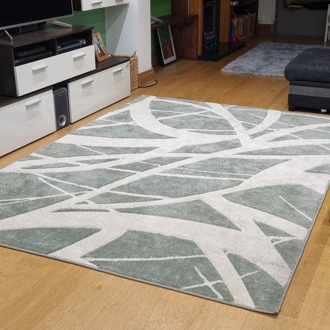 Portland 57 G Modern Geometric Carved Durable Short Pile Green/Cream Rug-Oriental Weavers-Rug Love - The Most Loved Rug Store