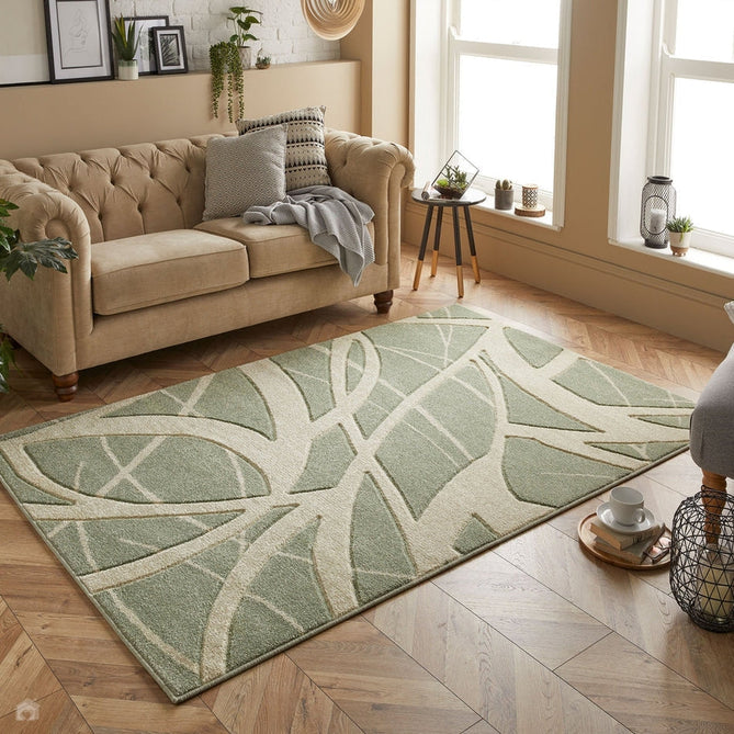 Portland 57 G Modern Geometric Carved Durable Short Pile Green/Cream Rug-Oriental Weavers-Rug Love - The Most Loved Rug Store