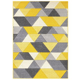 Portland 670 J Modern Geometric Carved Short-Pile Yellow /Grey/Cream Rug