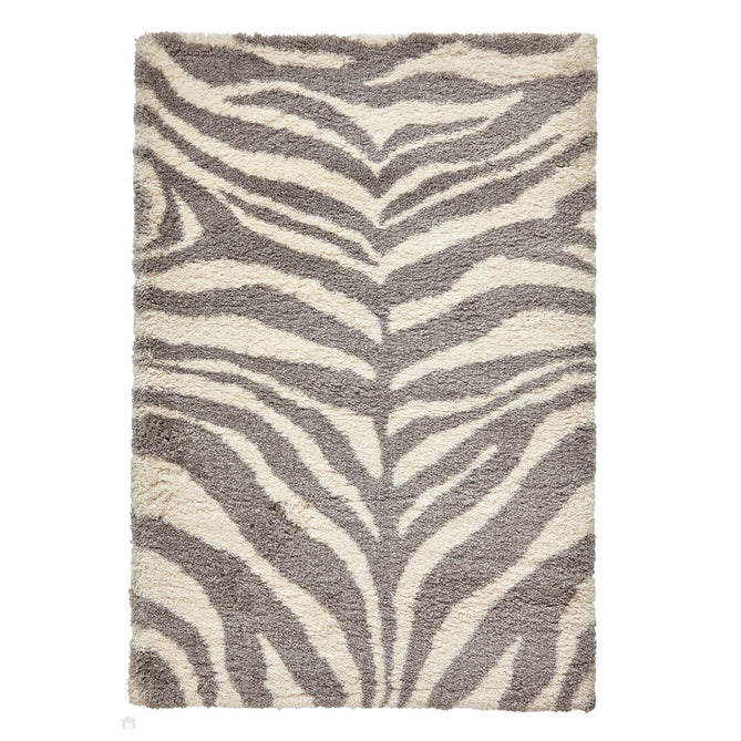 Portofino M289 Modern Zebra Print Soft Plush Shaggy Ivory/Grey Rug-Think Rugs-Rug Love - The Most Loved Rug Store