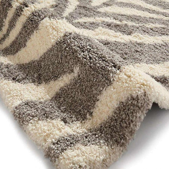 Portofino M289 Modern Zebra Print Soft Plush Shaggy Ivory/Grey Rug-Think Rugs-Rug Love - The Most Loved Rug Store