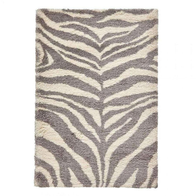 Portofino M289 Modern Zebra Print Soft Plush Shaggy Ivory/Grey Rug-Think Rugs-Rug Love - The Most Loved Rug Store