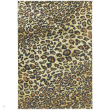 Quantum QU01 Modern Leopard Print Metallic Shimmer Textured Short Pile Gold/Brown/Black/Green/Grey Rug