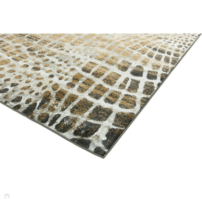 Quantum QU02 Modern Giraffe Print Metallic Shimmer Flat Pile Silver/Brown Rug-Asiatic Carpets-Rug Love - The Most Loved Rug Store