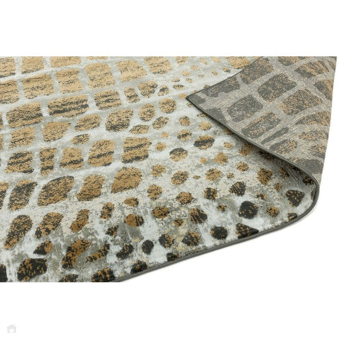 Quantum QU02 Modern Giraffe Print Metallic Shimmer Flat Pile Silver/Brown Rug-Asiatic Carpets-Rug Love - The Most Loved Rug Store