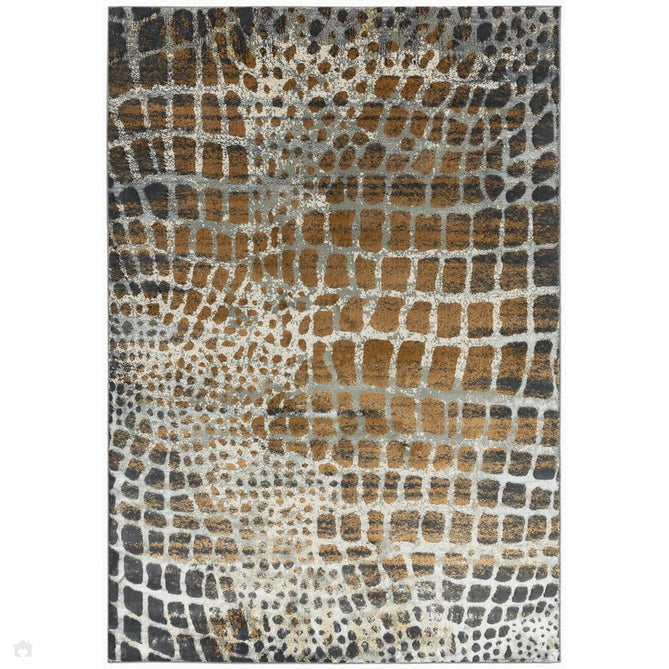 Quantum QU02 Modern Giraffe Print Metallic Shimmer Flat Pile Silver/Brown Rug-Asiatic Carpets-Rug Love - The Most Loved Rug Store