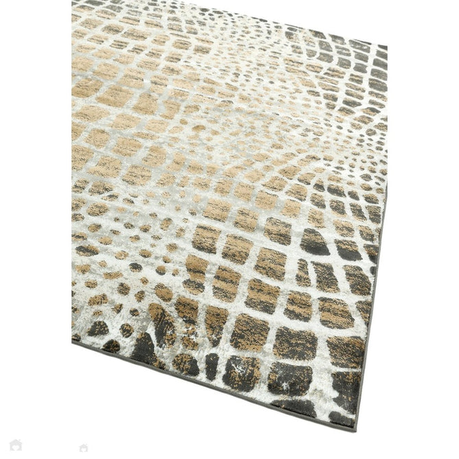 Quantum QU02 Modern Giraffe Print Metallic Shimmer Flat Pile Silver/Brown Rug-Asiatic Carpets-Rug Love - The Most Loved Rug Store