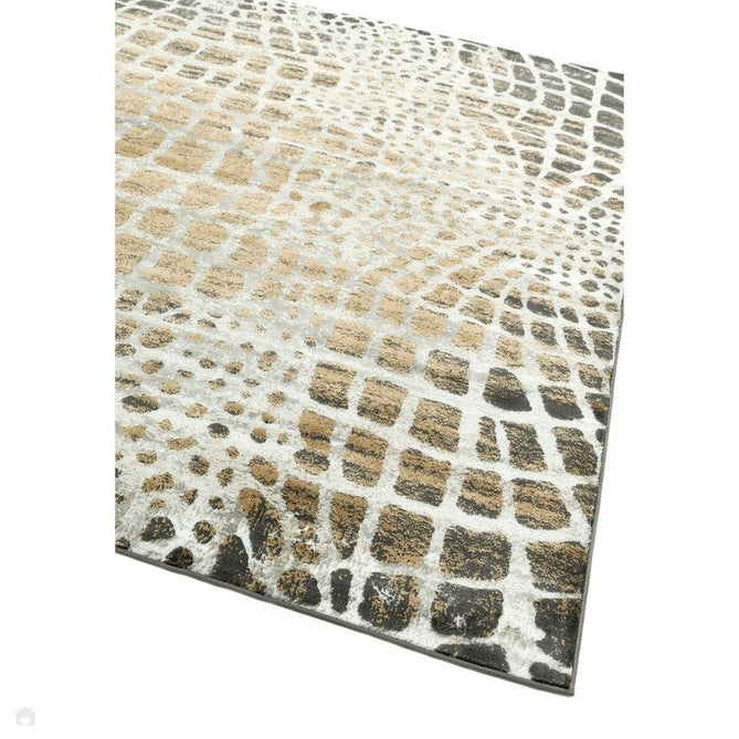 Quantum QU02 Modern Giraffe Print Metallic Shimmer Flat Pile Silver/Brown Rug-Asiatic Carpets-Rug Love - The Most Loved Rug Store