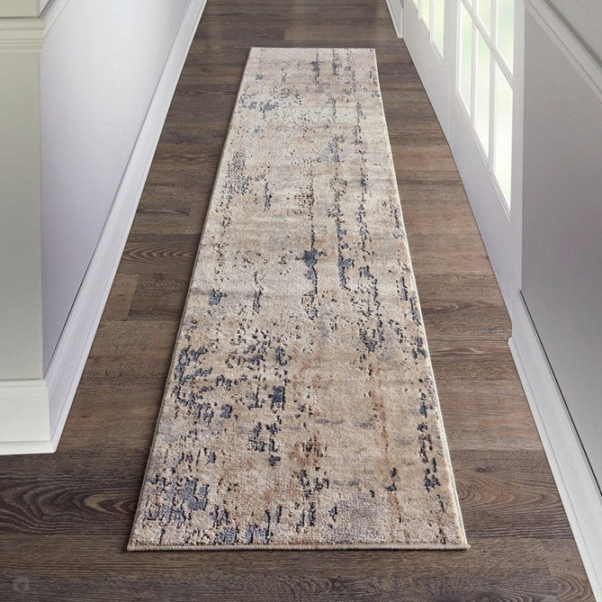 Quarry QUA01 Modern Abstract Distressed Soft Textured High-Density Flat Pile Beige/Grey Runner-Nourison-Rug Love - The Most Loved Rug Store