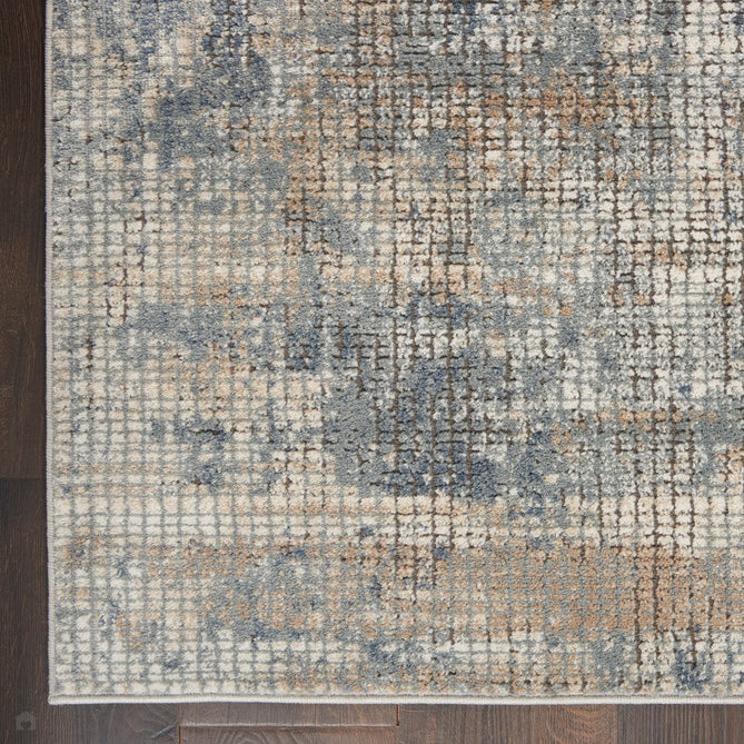 Quarry QUA02 Modern Abstract Distressed Soft Textured High-Density Flat Pile Blue/Beige Rug-Nourison-Rug Love - The Most Loved Rug Store