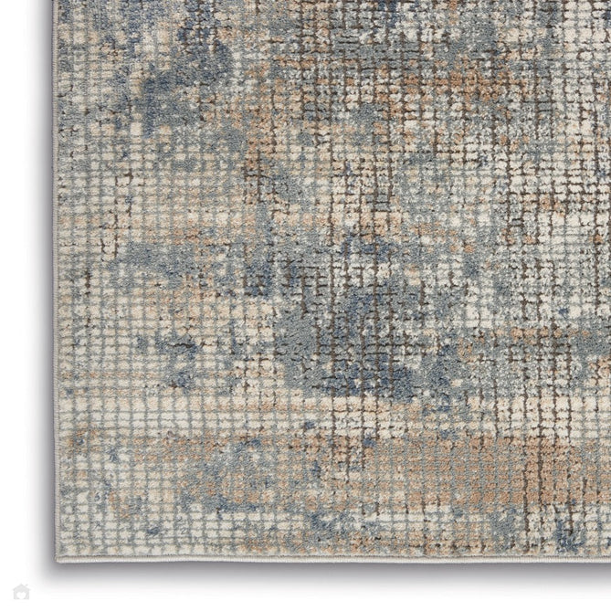 Quarry QUA02 Modern Abstract Distressed Soft Textured High-Density Flat Pile Blue/Beige Rug-Nourison-Rug Love - The Most Loved Rug Store