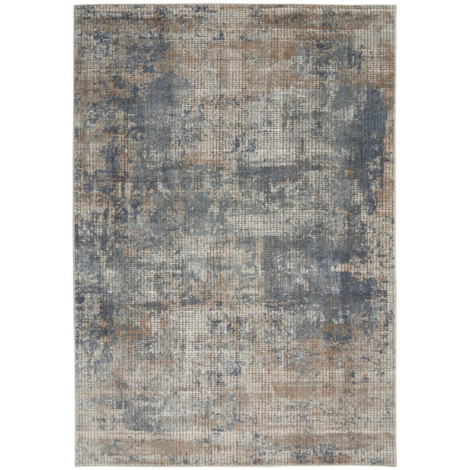 Quarry QUA02 Modern Abstract Distressed Soft Textured High-Density Flat Pile Blue/Beige Rug-Nourison-Rug Love - The Most Loved Rug Store