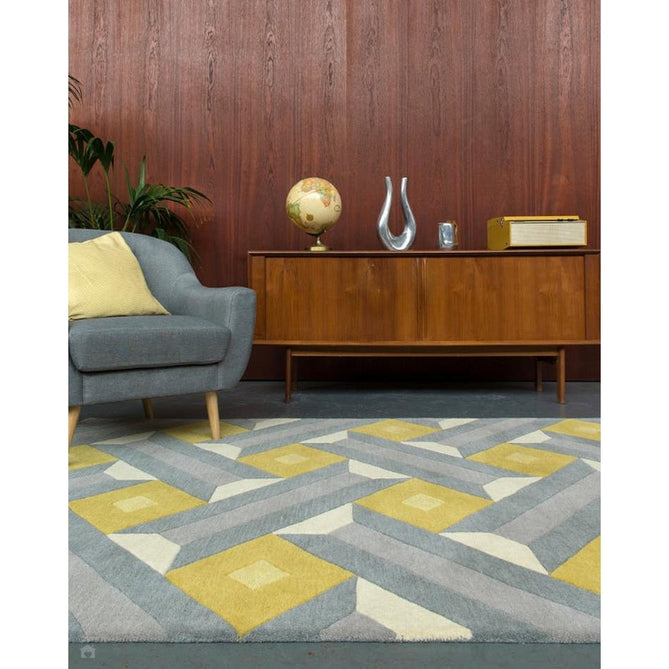 Reef RF01 Motif Modern Geometric Hand-Woven Wool Ochre/Grey/Cream/Multicolour Rug-Asiatic Carpets-Rug Love - The Most Loved Rug Store