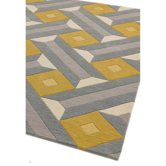 Reef RF01 Motif Modern Geometric Hand-Woven Wool Ochre/Grey/Cream/Multicolour Rug-Asiatic Carpets-Rug Love - The Most Loved Rug Store