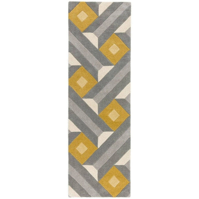 Reef RF01 Motif Modern Geometric Hand-Woven Wool Ochre/Grey/Cream/Multicolour Rug-Asiatic Carpets-Rug Love - The Most Loved Rug Store