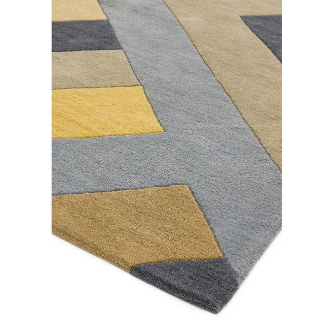 Reef RF02 Big Zig Modern Geometric Hand-Woven Wool Ochre/Grey/Charcoal/Taupe Multicolour Rug-Asiatic Carpets-Rug Love - The Most Loved Rug Store