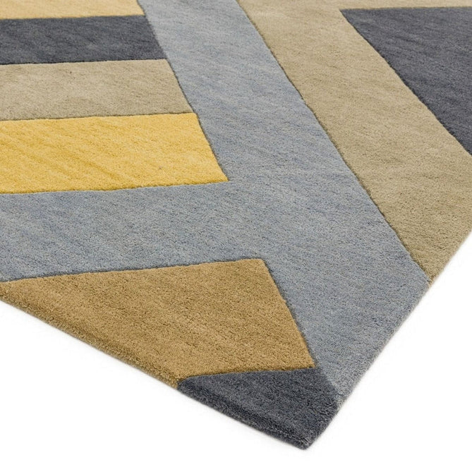 Reef RF02 Big Zig Modern Geometric Hand-Woven Wool Ochre/Grey/Charcoal/Taupe Multicolour Rug-Asiatic Carpets-Rug Love - The Most Loved Rug Store