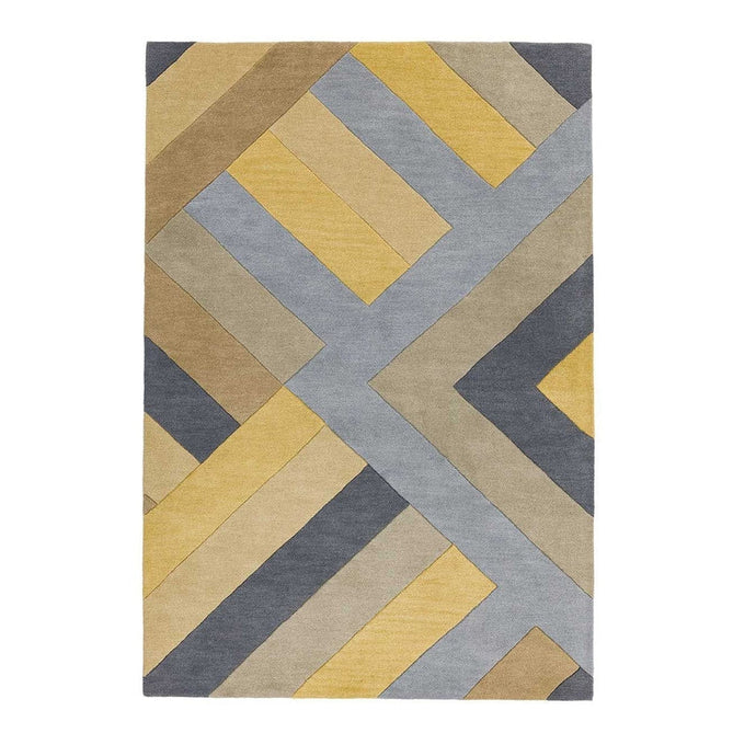 Reef RF02 Big Zig Modern Geometric Hand-Woven Wool Ochre/Grey/Charcoal/Taupe Multicolour Rug-Asiatic Carpets-Rug Love - The Most Loved Rug Store