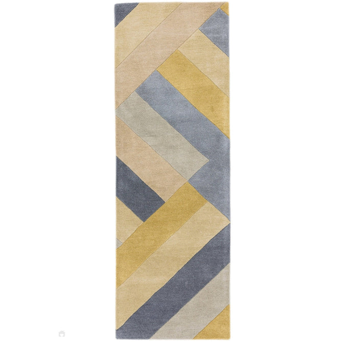 Reef RF02 Big Zig Modern Geometric Hand-Woven Wool Ochre/Grey/Charcoal/Taupe Multicolour Rug-Asiatic Carpets-Rug Love - The Most Loved Rug Store