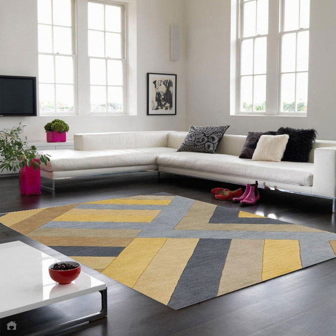 Reef RF02 Big Zig Modern Geometric Hand-Woven Wool Ochre/Grey/Charcoal/Taupe Multicolour Rug-Asiatic Carpets-Rug Love - The Most Loved Rug Store