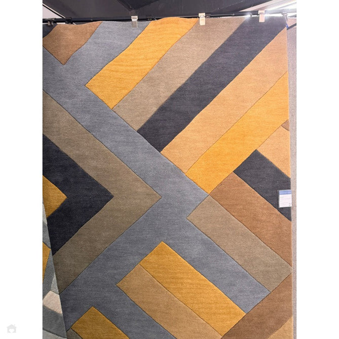 Reef RF02 Big Zig Modern Geometric Hand-Woven Wool Ochre/Grey/Charcoal/Taupe Multicolour Rug-Asiatic Carpets-Rug Love - The Most Loved Rug Store